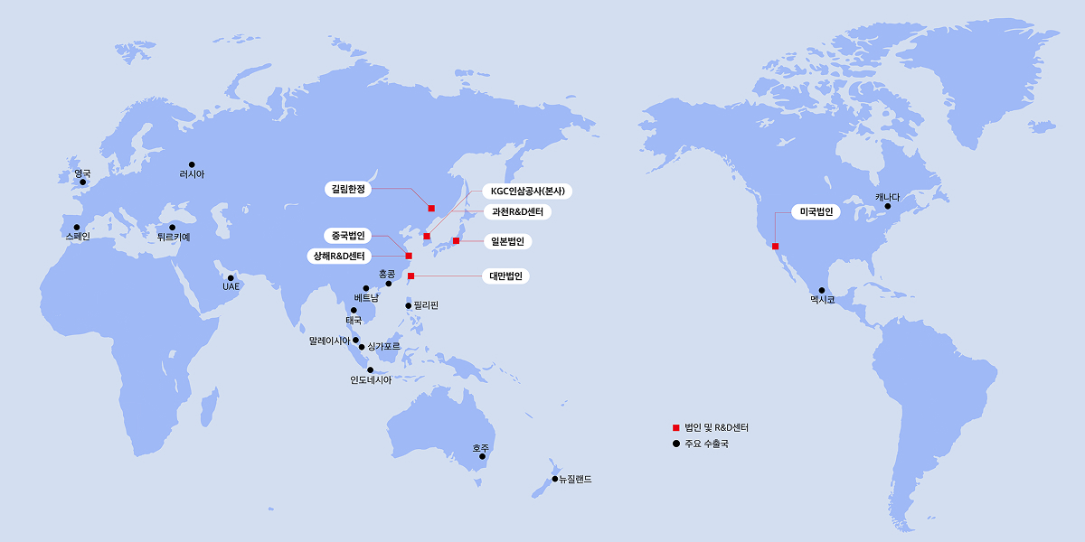세계 속 KGC인삼공사 주요 나라 이미지